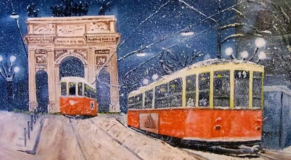 Sotto le coperte, di notte, in Tram storico a Milano